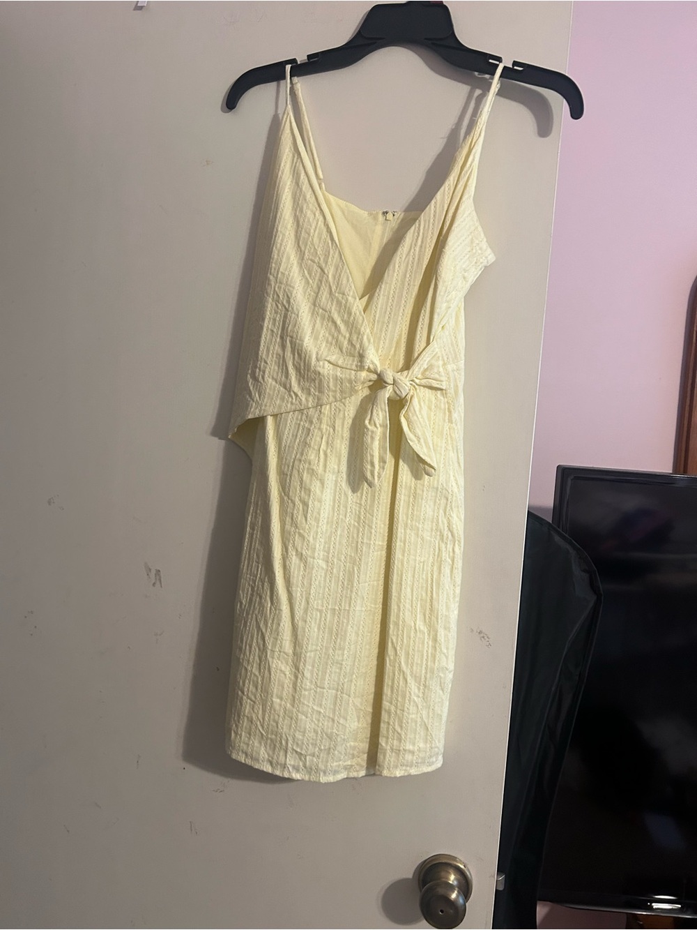 Gianni Bini Pale Yellow Mini Dress with Front Tie
